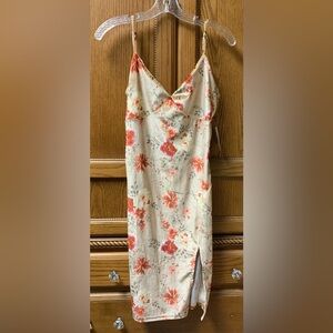 NWT Wild Moss Velvet Slip Dress Slit Floral Adjustable Straps SzMed (Tag Marked)